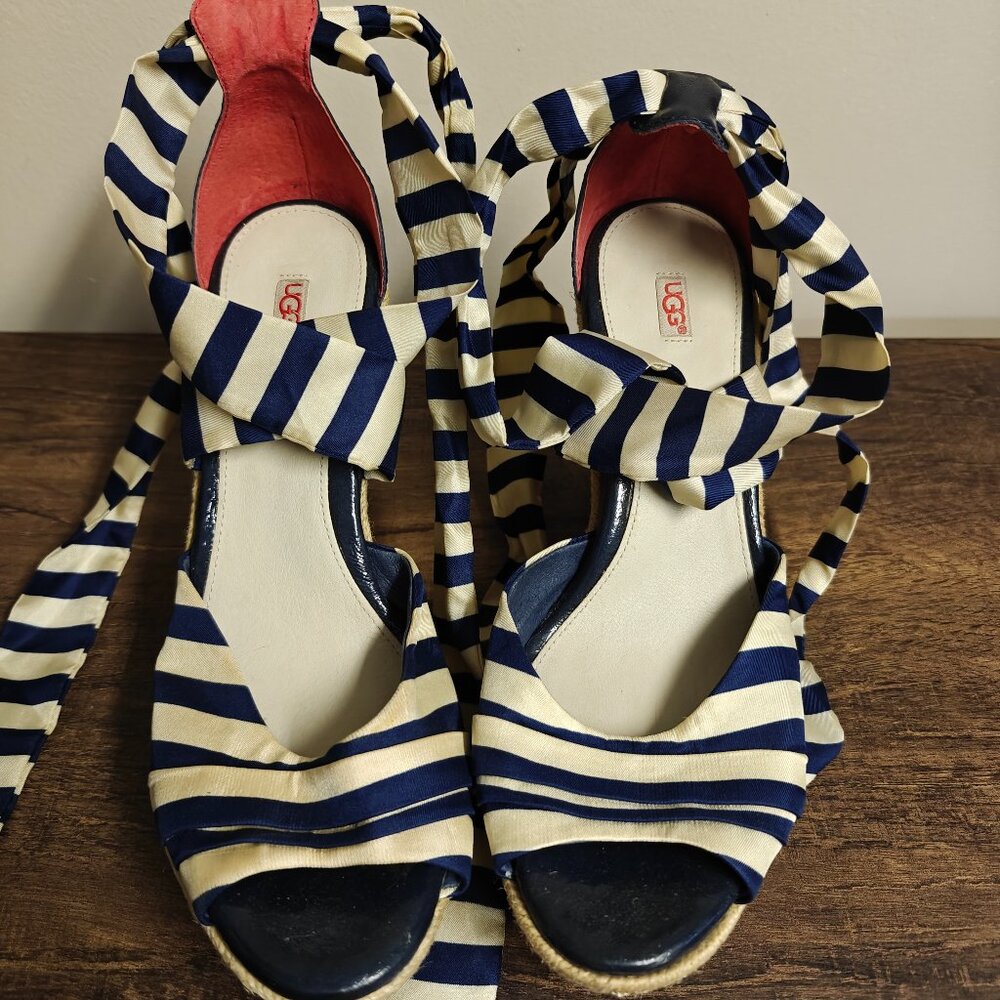 Uggs Ribbon Tie Platform Wedge Heels